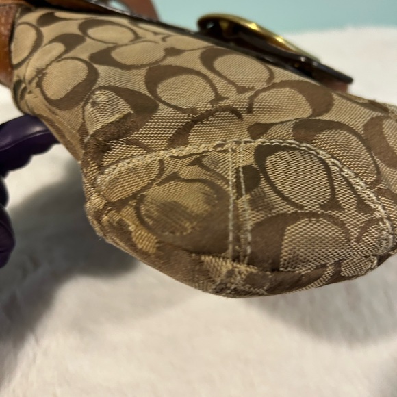 Coach Brown Monogram Crossbody Bag with Gold Buckle - Picture 3 of 9